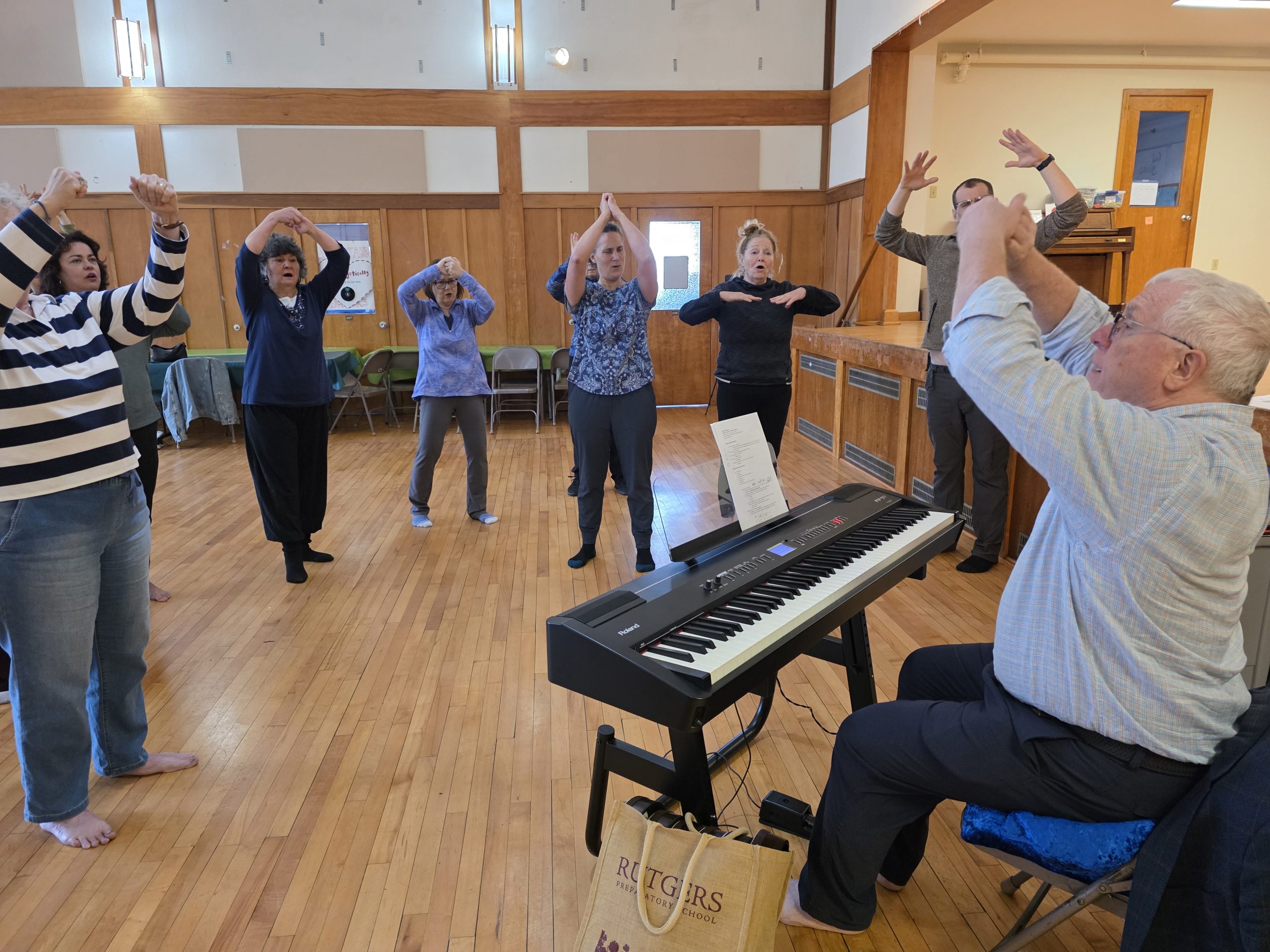 Participants in Move to the Music! An Exploration of Choral Singing via Rhythm and Movement, at the Reformed Church of Highland Park, March 21, 2026.